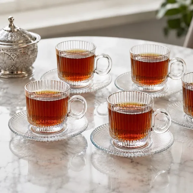 „Vogue“ Glastasse mit Untertasse – 12 teilig