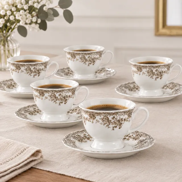 „Fleury“ Kaffeetassen Set – Braun