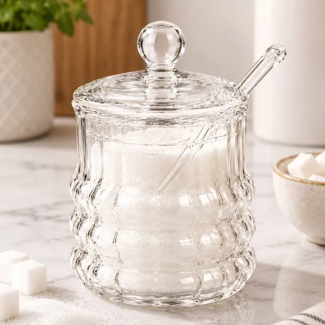 „Spices“ Glasgefäß mit Deckel und Löffel